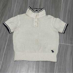Abercrombie & Fitch Cream Knit Polo Sweater